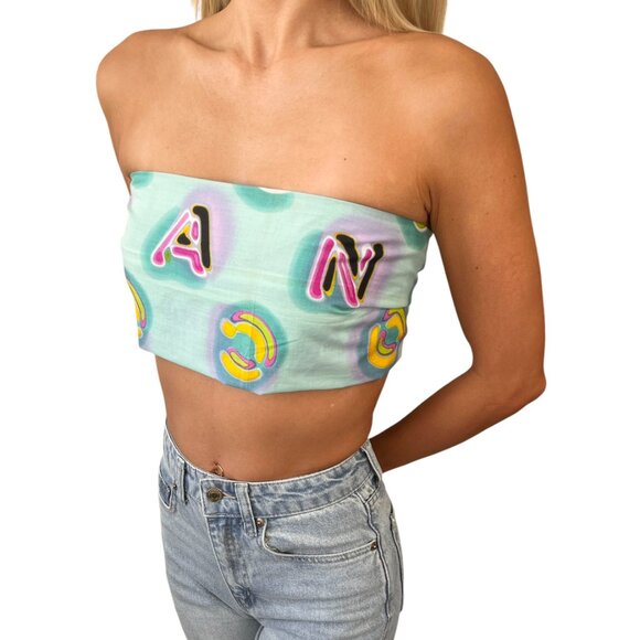 CHANEL Vintage CC Mark Logo Scarf Wrap Mint Green Multicolor Cotton [106410] - Picture 3 of 15